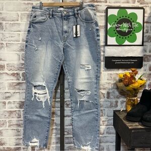 AMPERSAND AVE Distressed Blue Ankle Jeans